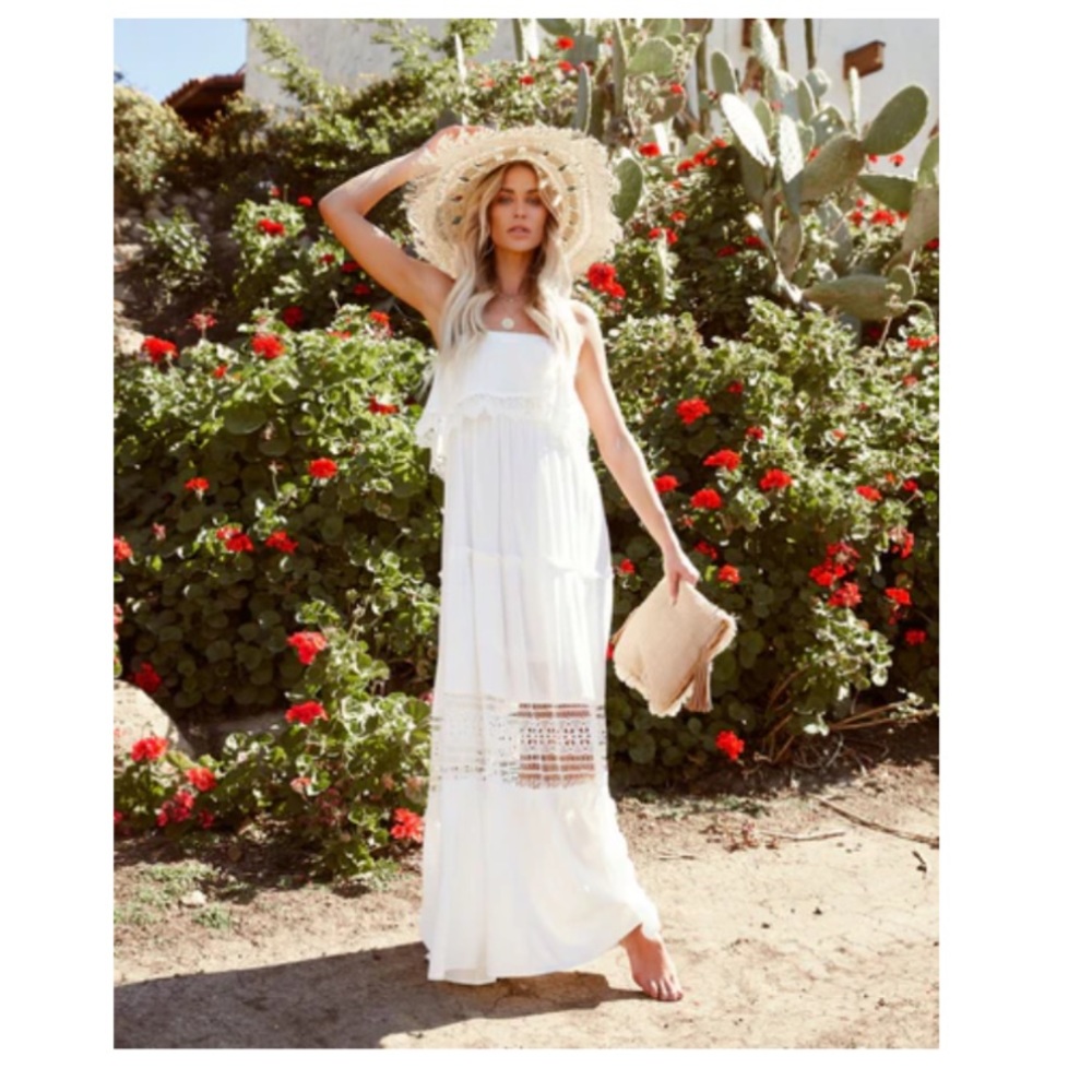 Vici Strapless Crochet Maxi dress